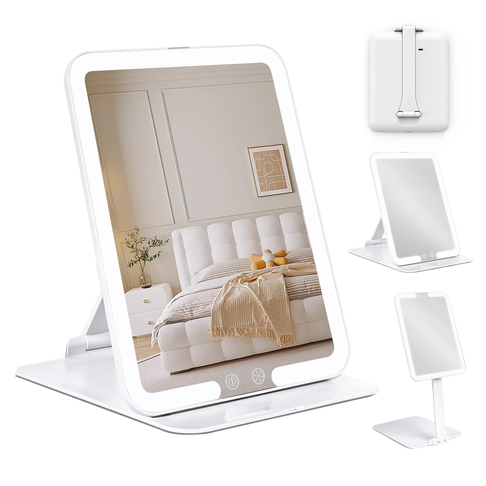 Amazon.co.jp: MILPROX 折り畳み式 LED化粧鏡 女優ミラー 卓上ミラー